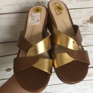 Sam Edelman • tan good cross cross sandals wedges